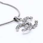 Chanel CC Logo Necklace Light Stone Silver — view 4