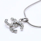 Chanel CC Logo Necklace Light Stone Silver — view 3