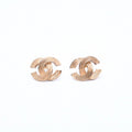 Chanel CC Logo Shape Stud Earrings Rib Texture 00 Gold Metal