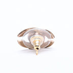 Chanel CC Logo Shape Stud Earrings Rib Texture 00 Gold Metal — view 5