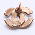 Chanel CC Logo Shape Stud Earrings Rib Texture 00 Gold Metal — view 8