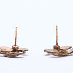 Chanel CC Logo Shape Stud Earrings Rib Texture 00 Gold Metal — view 7