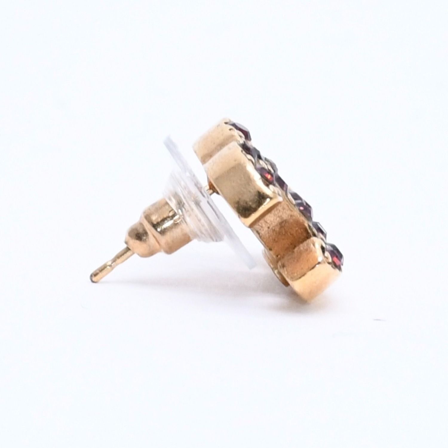 Chanel CC Logo Rhinestone Single Earrings 05 Gold Bordeaux — view 4