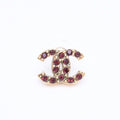 Chanel CC Logo Rhinestone Single Earrings 05 Gold Bordeaux