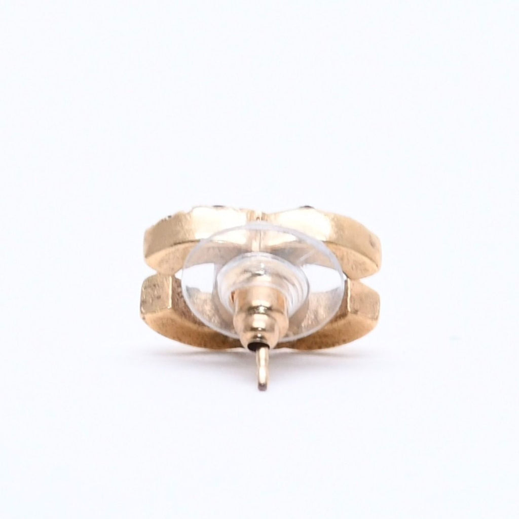 Chanel CC Logo Rhinestone Single Earrings 05 Gold Bordeaux — view 5