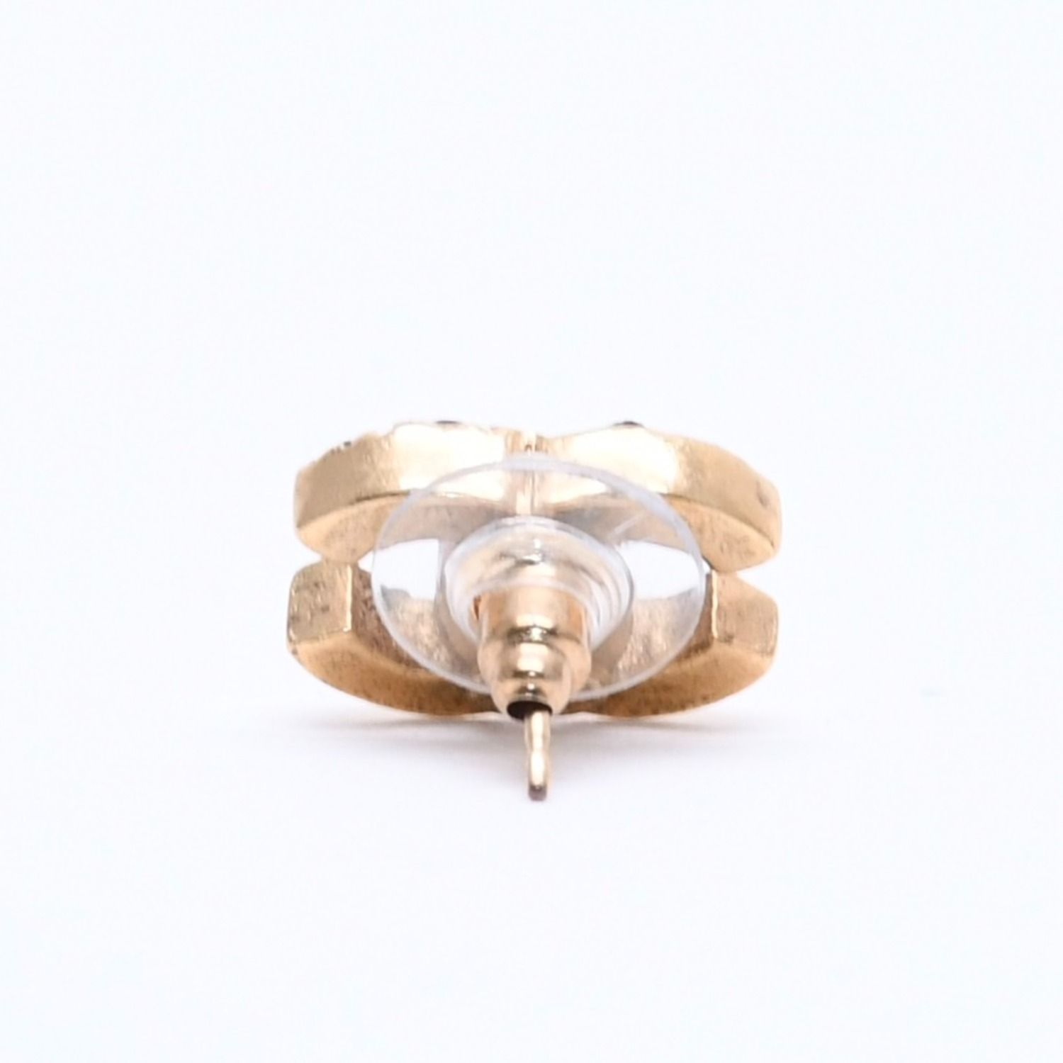 Chanel CC Logo Rhinestone Single Earrings 05 Gold Bordeaux — view 5