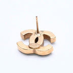 Chanel CC Logo Rhinestone Single Earrings 05 Gold Bordeaux — view 6