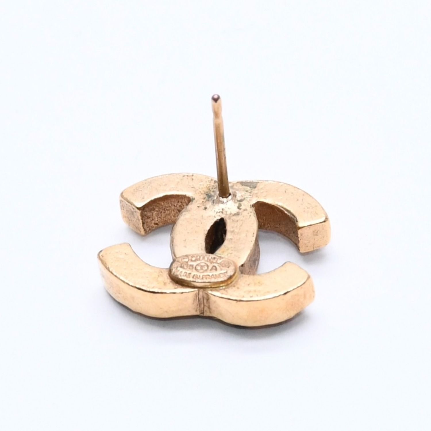 Chanel CC Logo Rhinestone Single Earrings 05 Gold Bordeaux — view 6
