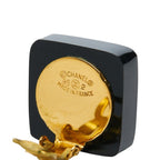 Chanel Vintage CC Logo Square Earrings Black Plastic Plated Rhinestone — view 4