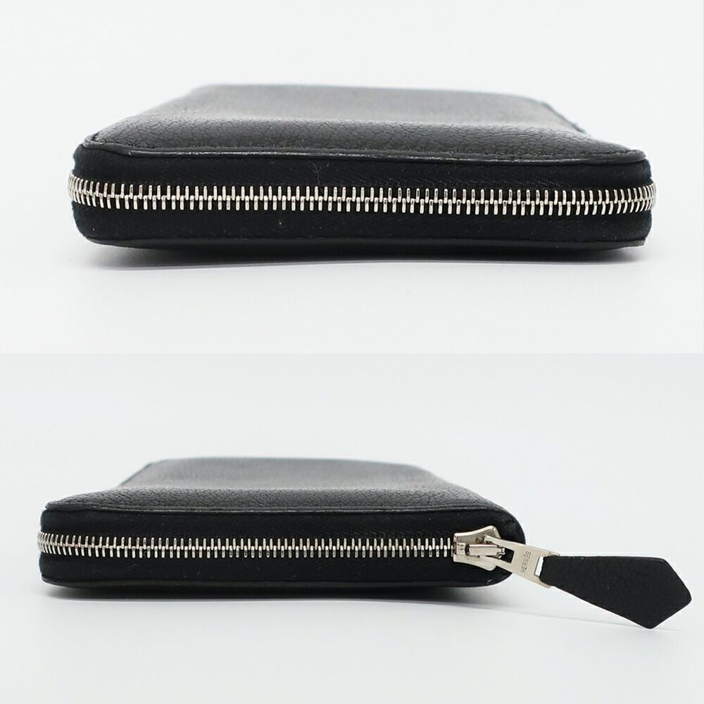 Hermes Ten Azap Wallet Black Silver Manufactured Around Chevre — view 4