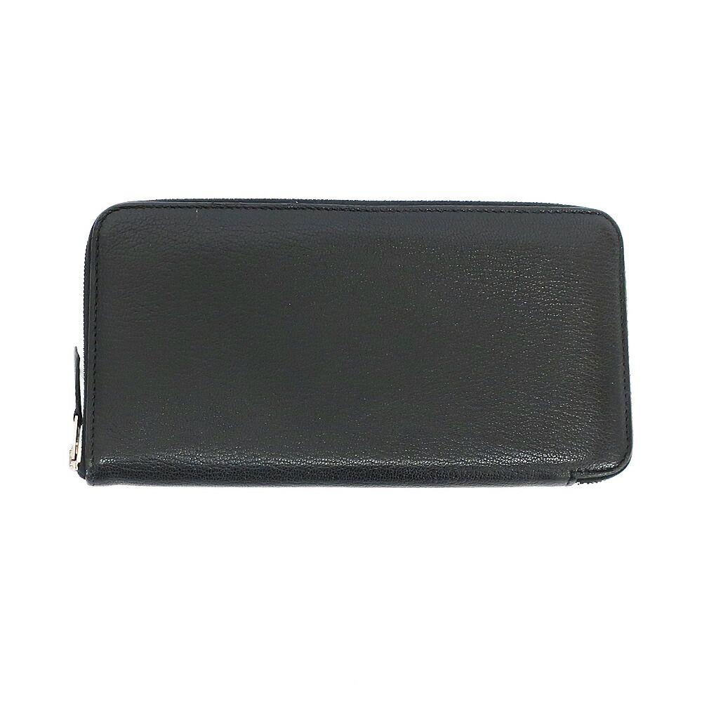 Hermes Ten Azap Wallet Black Silver Manufactured Around Chevre
