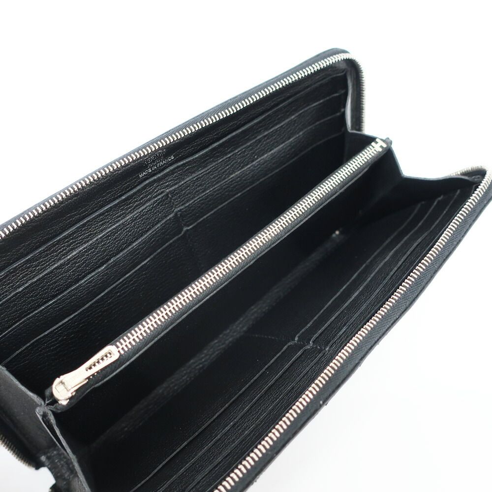 Hermes Ten Azap Wallet Black Silver Manufactured Around Chevre — view 6