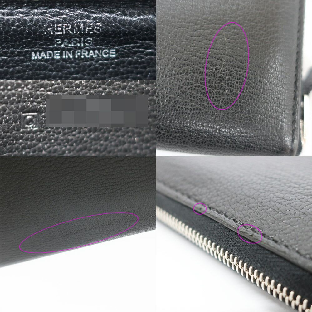 Hermes Ten Azap Wallet Black Silver Manufactured Around Chevre — view 9