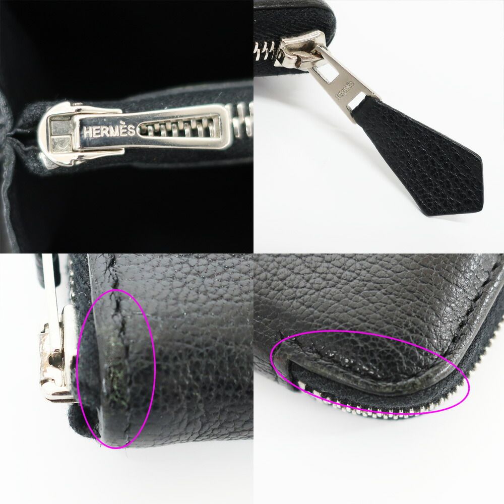 Hermes Ten Azap Wallet Black Silver Manufactured Around Chevre — view 8