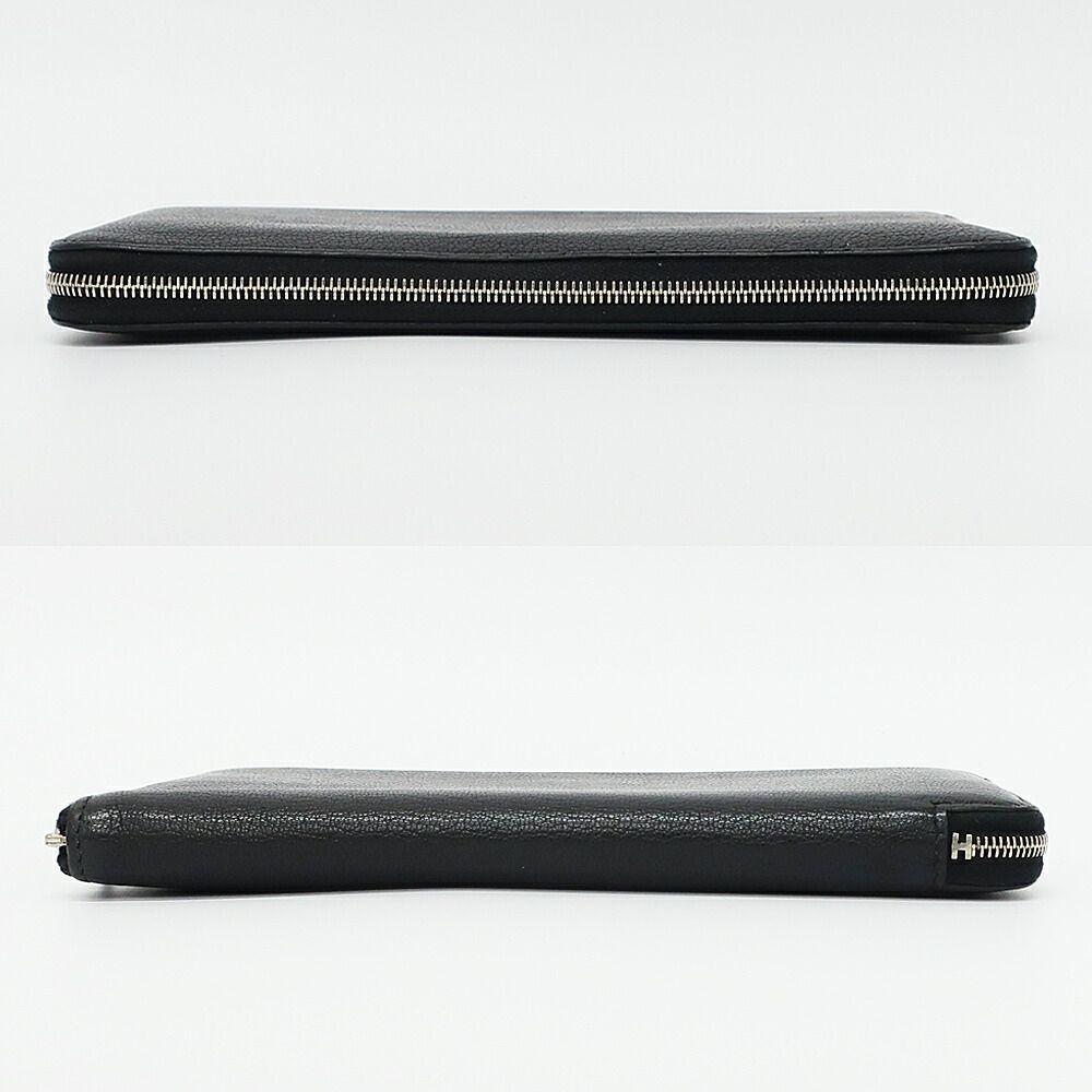 Hermes Ten Azap Wallet Black Silver Manufactured Around Chevre — view 3