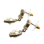 Chanel Metal CC Logo Rhinestone Faux Pearl Earrings — view 3