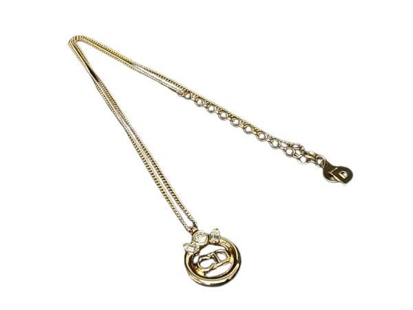 Dior Necklace CD Logo Gold Metal Rhinestone