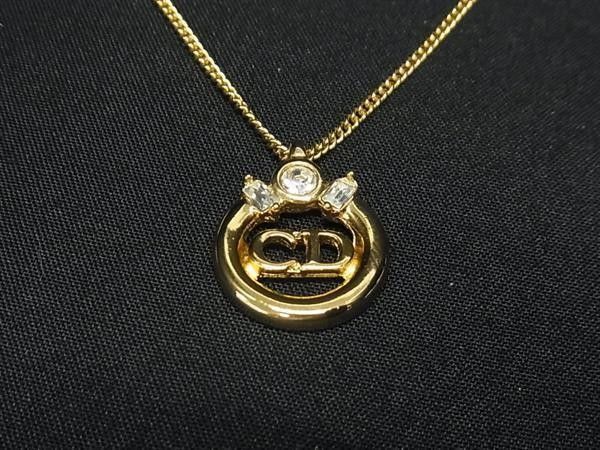 Dior Necklace CD Logo Gold Metal Rhinestone — view 2