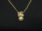 Dior Necklace Gold Metal Rhinestone Faux Pearl — view 2