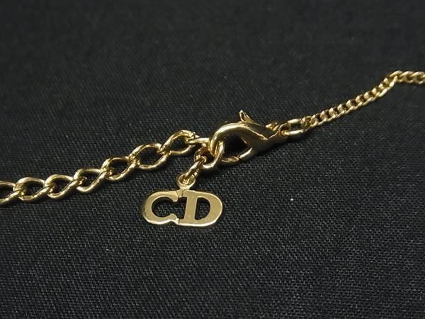 Dior Necklace Gold Metal Rhinestone Faux Pearl — view 3