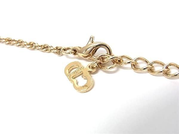 Dior Pendant Change Necklace Earrings Set Gold Metal Rhinestone Square — view 3