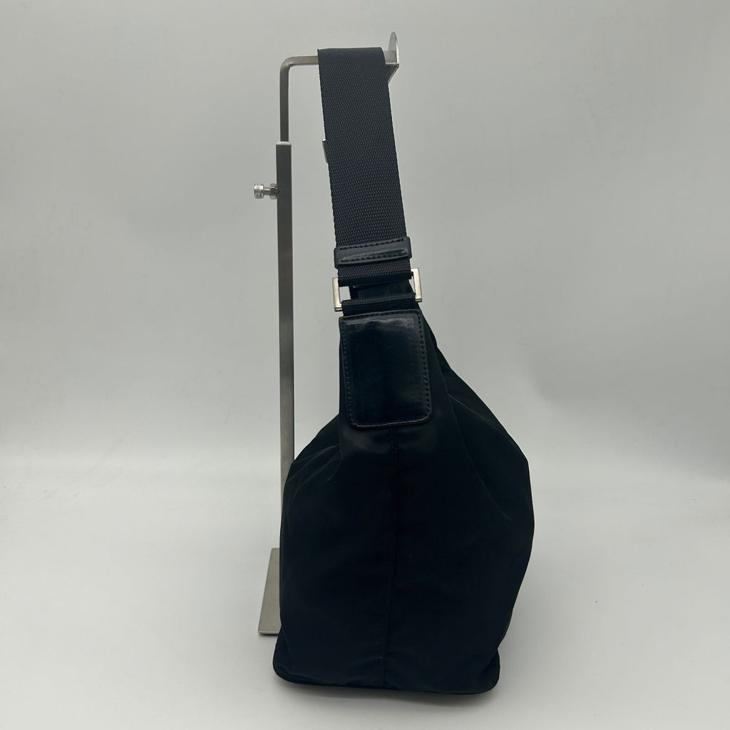 Prada Nylon Shoulder Bag Black Triangle Logo Silver — view 4