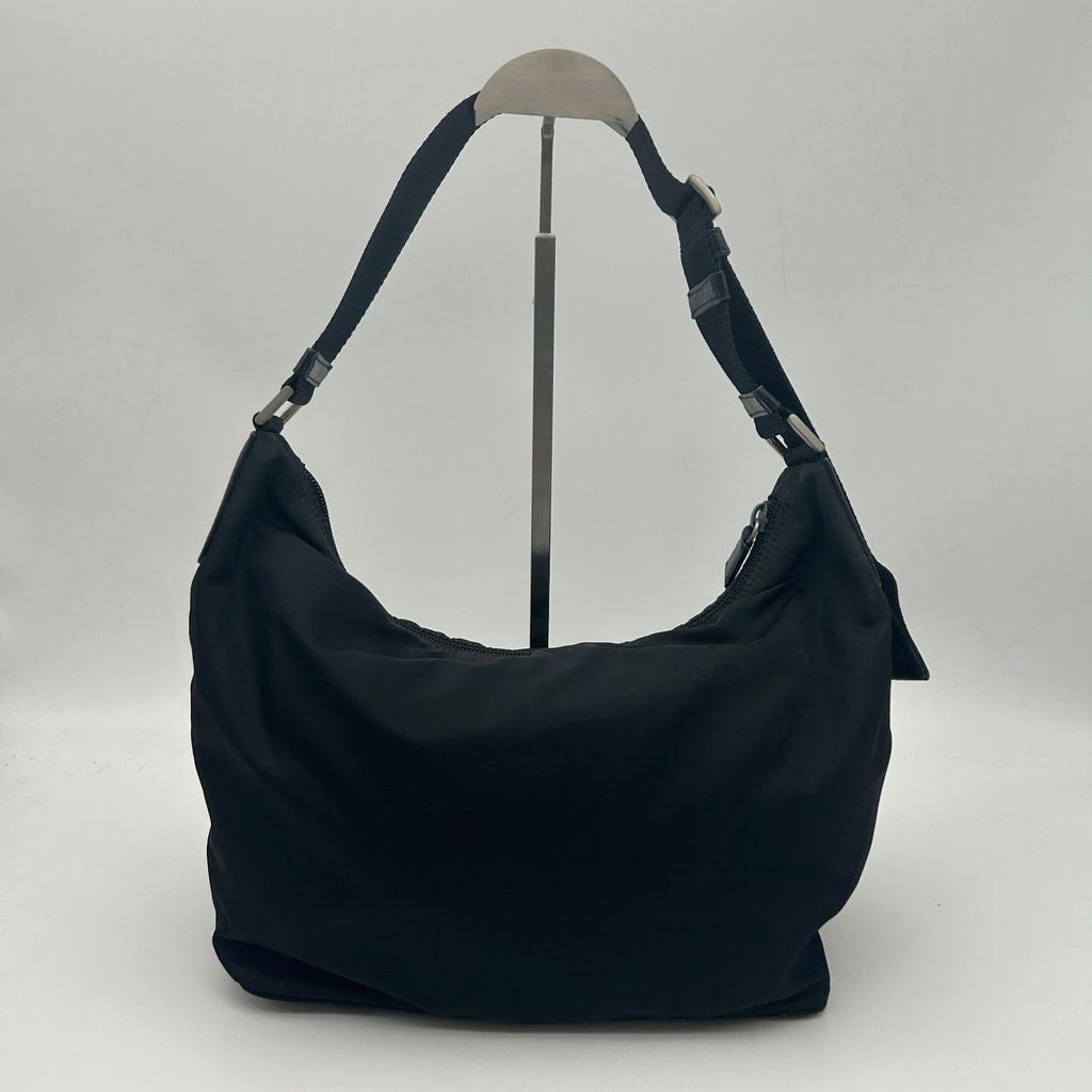 Prada Nylon Shoulder Bag Black Triangle Logo Silver — view 2