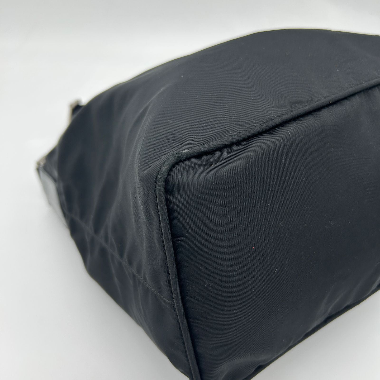 Prada Nylon Shoulder Bag Black Triangle Logo Silver — view 6