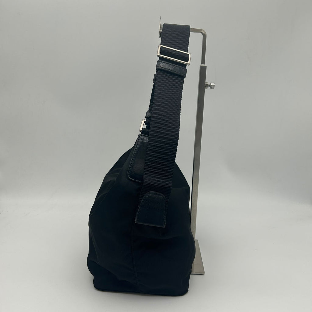 Prada Nylon Shoulder Bag Black Triangle Logo Silver — view 3