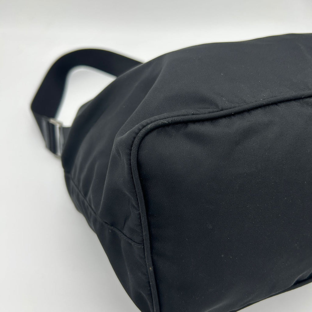 Prada Nylon Shoulder Bag Black Triangle Logo Silver — view 9