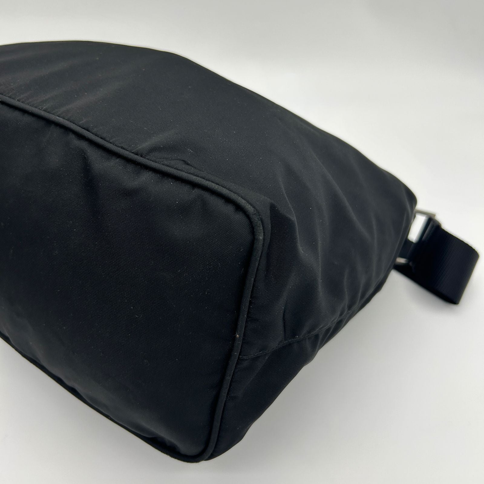 Prada Nylon Shoulder Bag Black Triangle Logo Silver — view 7