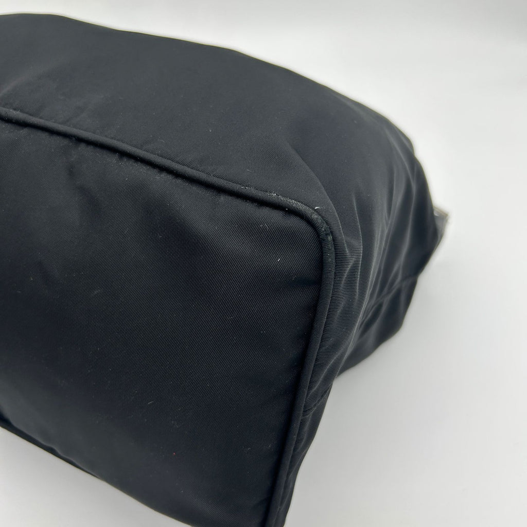Prada Nylon Shoulder Bag Black Triangle Logo Silver — view 8