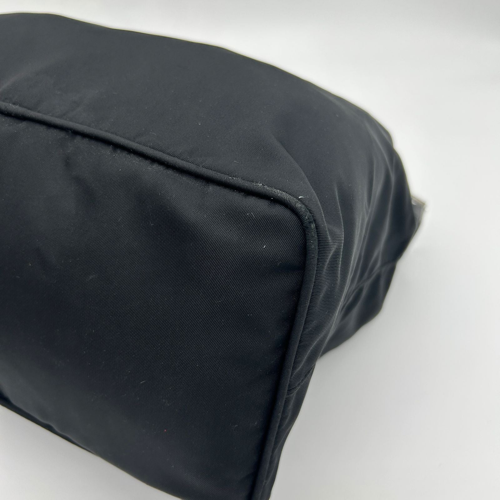 Prada Nylon Shoulder Bag Black Triangle Logo Silver — view 8