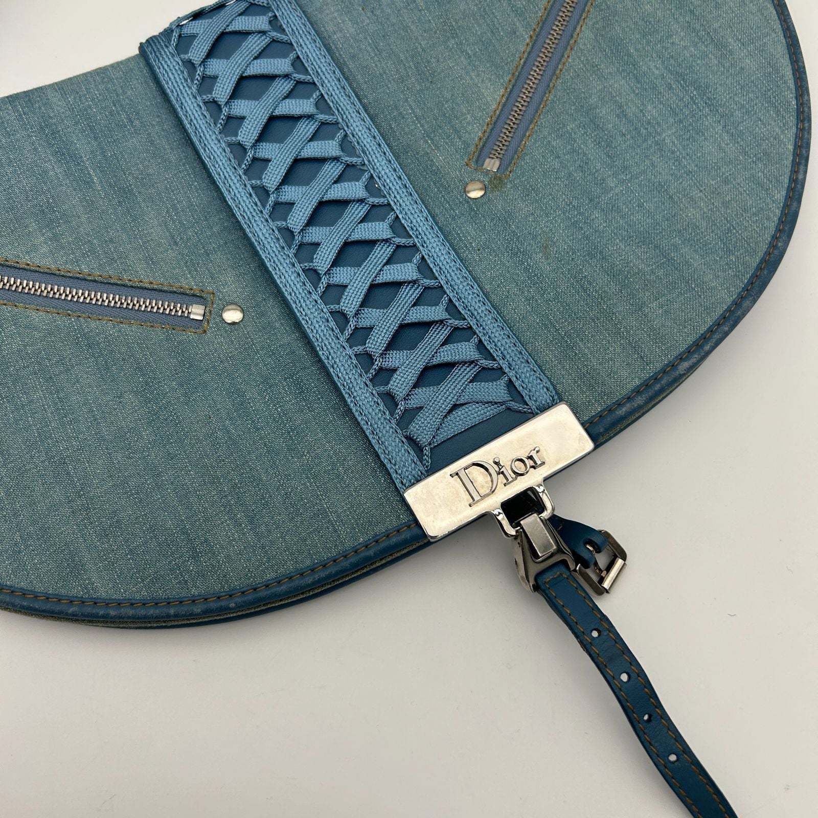 Dior Shoulder Bag a Dos Mitt Denim Blue — view 7