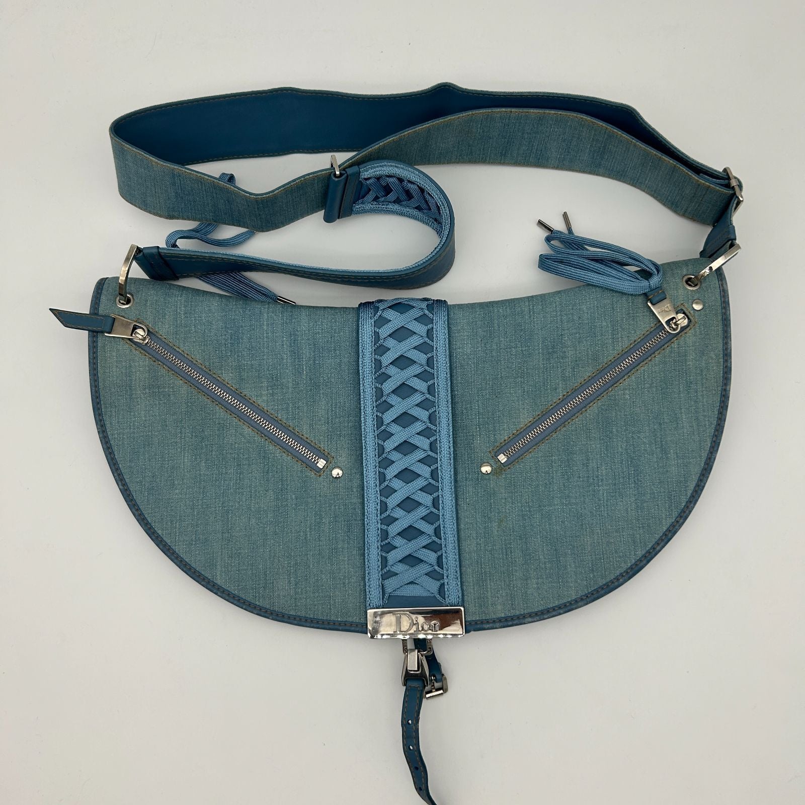 Dior Shoulder Bag a Dos Mitt Denim Blue — view 2
