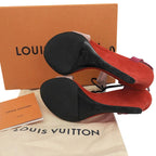 Louis Vuitton Wedge Sole Suede Sandals Shoes Pink Red — view 5