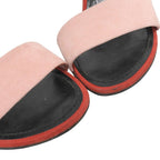 Louis Vuitton Wedge Sole Suede Sandals Shoes Pink Red — view 3