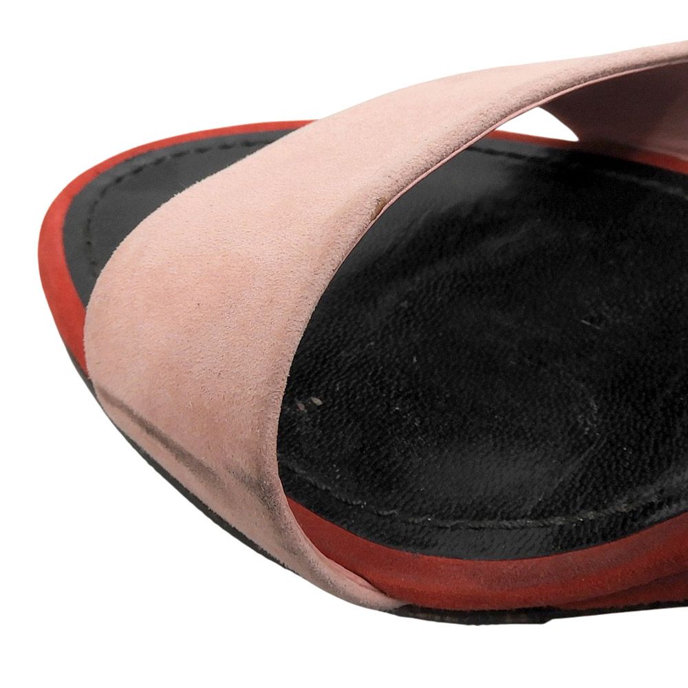 Louis Vuitton Wedge Sole Suede Sandals Shoes Pink Red — view 2