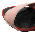 Louis Vuitton Wedge Sole Suede Sandals Shoes Pink Red — view 2