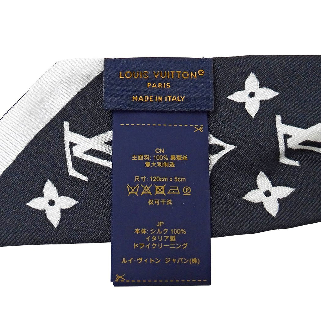 Louis Vuitton Scarf Silk Bandeau BB Monogram Infinity White Noir Black — view 5
