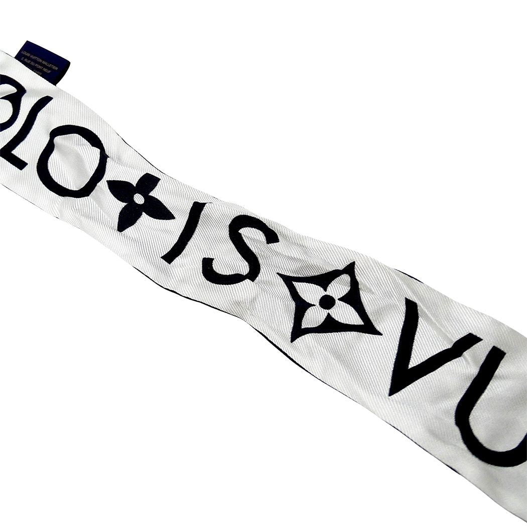 Louis Vuitton Scarf Silk Bandeau BB Monogram Infinity White Noir Black — view 6