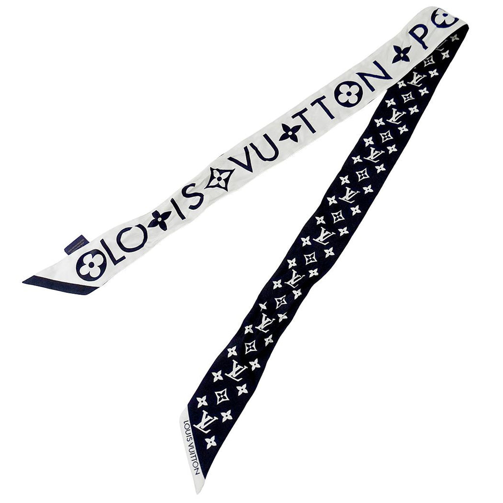 Louis Vuitton Scarf Silk Bandeau BB Monogram Infinity White Noir Black — view 2