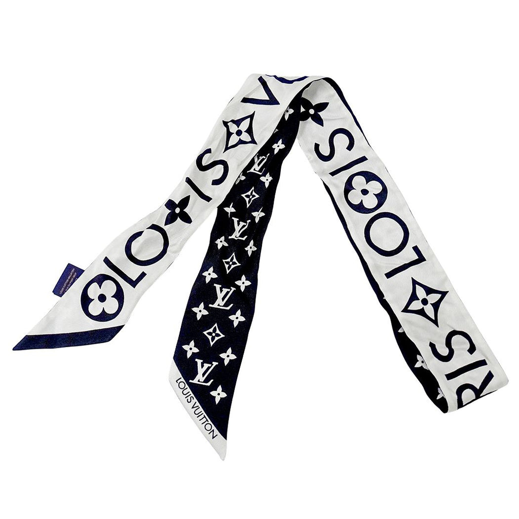 Louis Vuitton Scarf Silk Bandeau BB Monogram Infinity White Noir Black