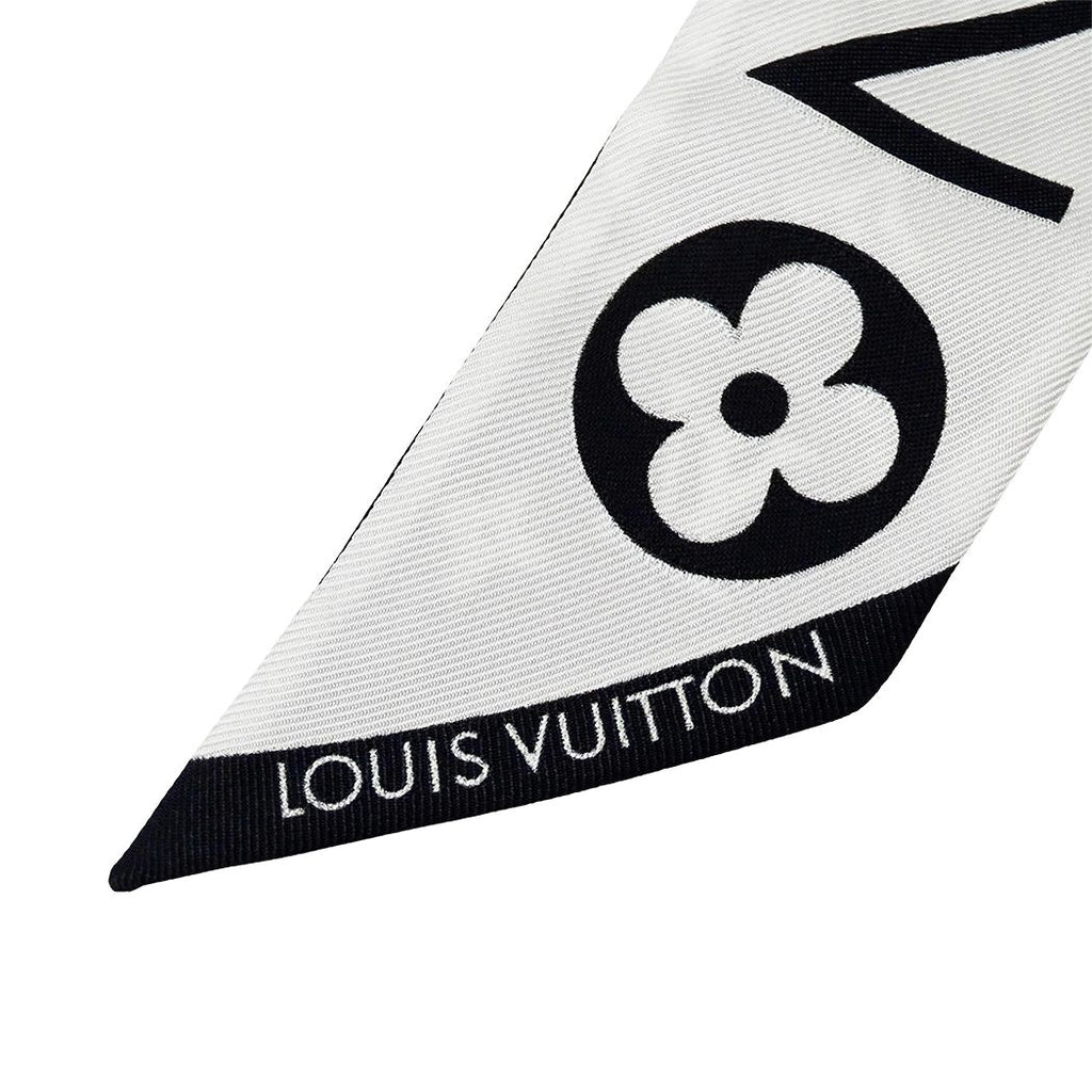Louis Vuitton Scarf Silk Bandeau BB Monogram Infinity White Noir Black — view 4