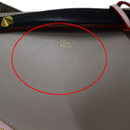 Fendi 2-Way Shoulder Bag Leather Visible Bugs Eye Gray Beige Studs — view 9