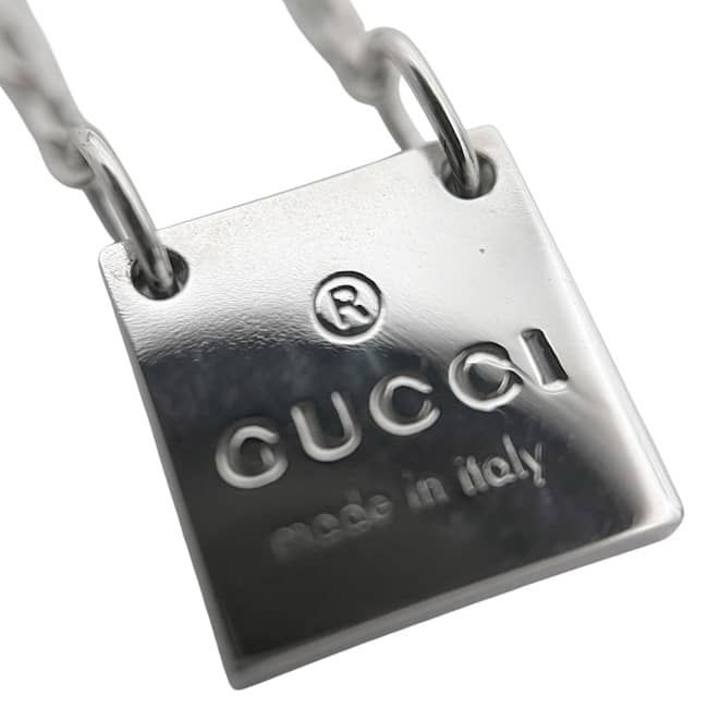 Gucci Logo Tag Necklace Silver Polished 925 Sterling Plate — view 3