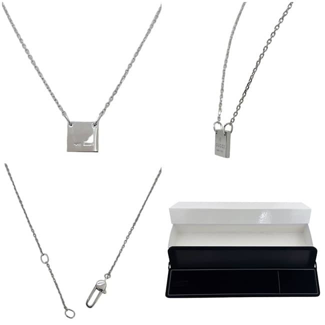 Gucci Logo Tag Necklace Silver Polished 925 Sterling Plate — view 2