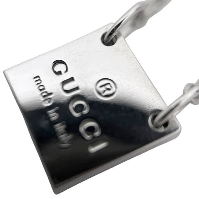 Gucci Logo Tag Necklace Silver Polished 925 Sterling Plate — view 4