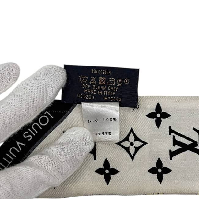 Louis Vuitton Ribbon Scarf Bandeau BB Let's Go White Black Multicolor Monogram — view 8