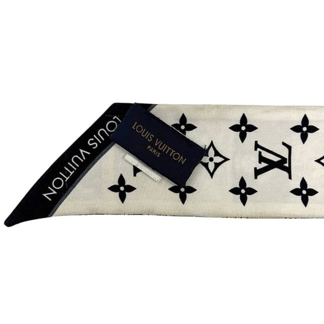 Louis Vuitton Ribbon Scarf Bandeau BB Let's Go White Black Multicolor Monogram — view 9